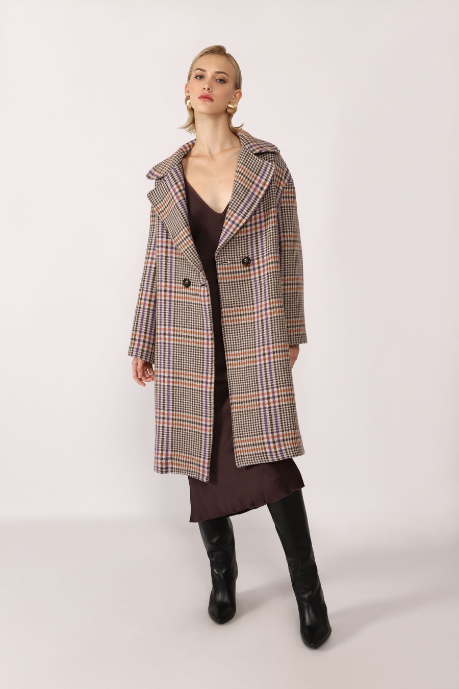 Coats And Trench Dixie | Double-Breasted Chequered Coat With Classic ...